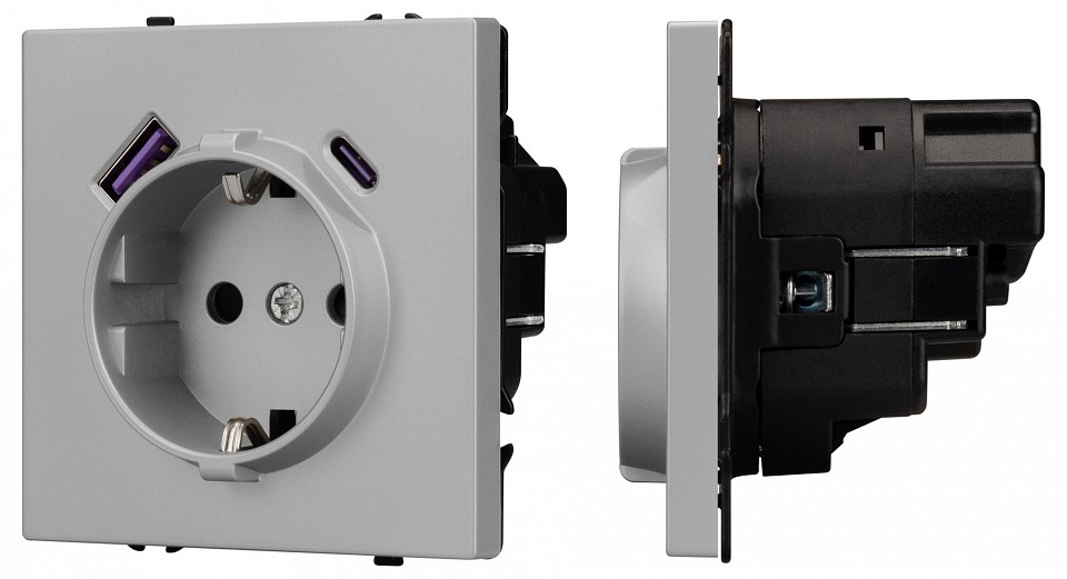 Розетка с заземлением и 2хusb type a и c, Без рамки arlight sct-nobe 059445