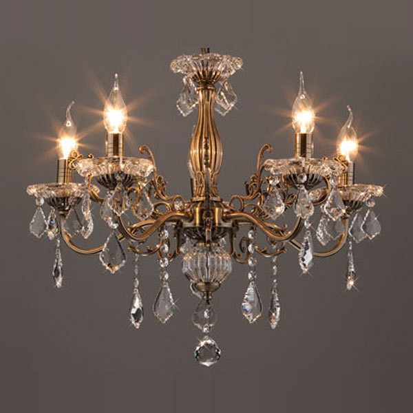 Подвесная люстра eurosvet elisha 3281/5 античная бронза/прозрачный хрусталь strotskis