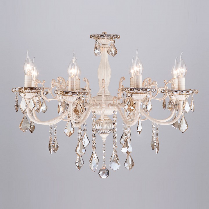 Подвесная люстра eurosvet elisha 3281/8 белый с золотом/тонированный хрусталь strotskis