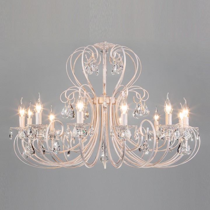 Подвесная люстра eurosvet alda 3305/12 белый с золотом/прозрачный хрусталь strotskis