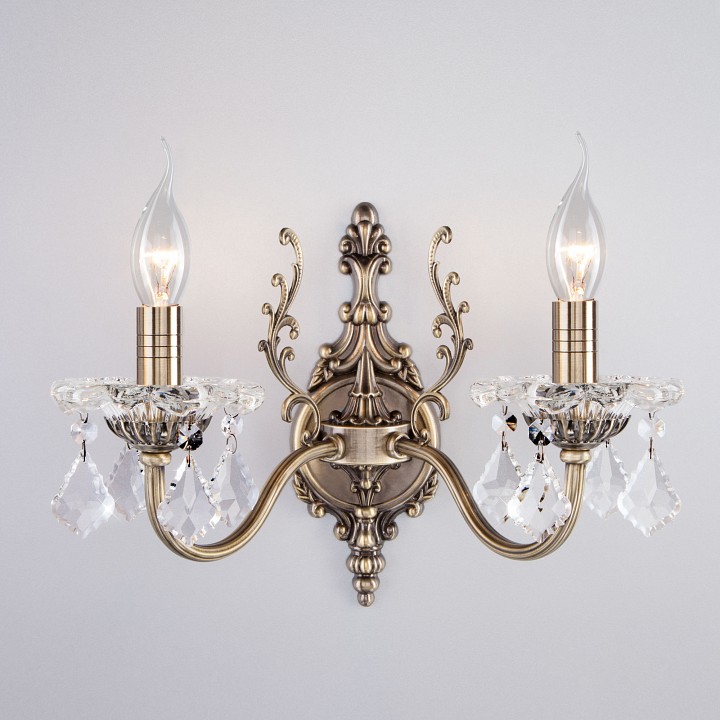 Бра eurosvet elisha 3281/2 античная бронза/прозрачный хрусталь strotskis