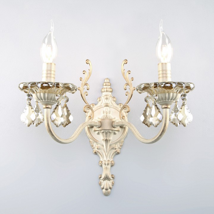 Бра eurosvet elisha 3281/2 белый с золотом/тонированный хрусталь strotskis