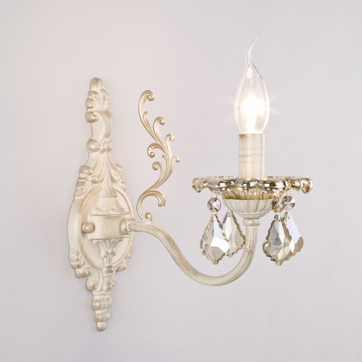 Бра eurosvet elisha 3281/1 белый с золотом/тонированный хрусталь strotskis