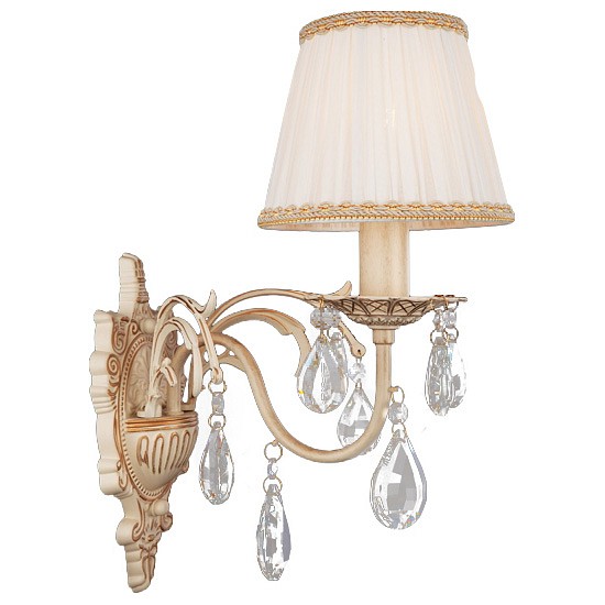 Бра eurosvet amelia 3637/1 белый с золотом/прозрачный хрусталь strotskis