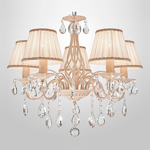 Подвесная люстра eurosvet amelia 10054/5 белый с золотом/прозрачный хрусталь strotskis