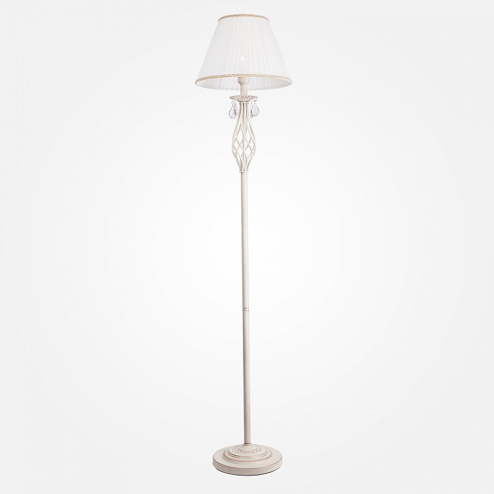 Торшер eurosvet amelia 10073/1 белый с золотом/прозрачный хрусталь strotskis