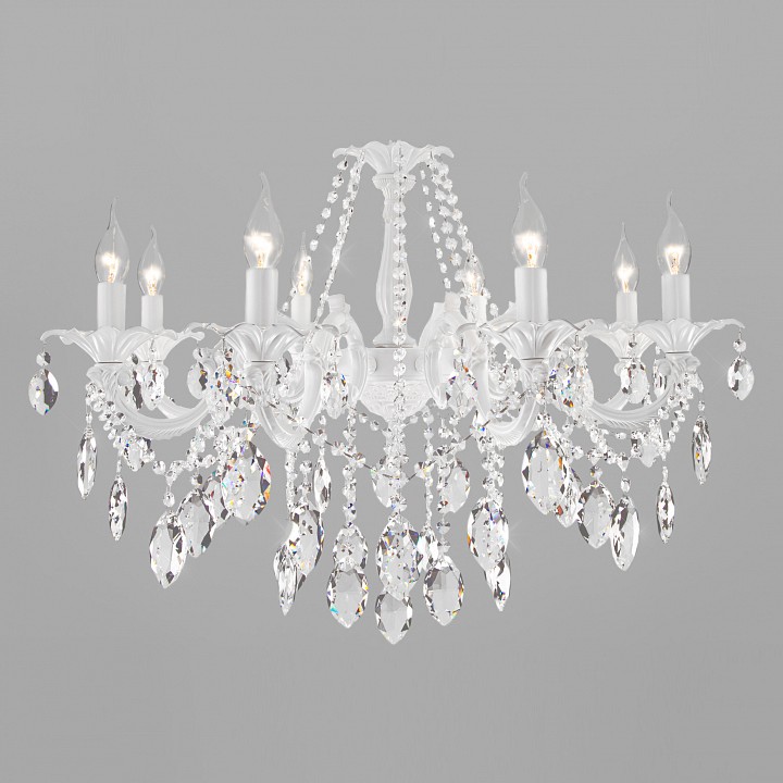 Подвесная люстра eurosvet veletta 10108/8 белый/прозрачный хрусталь strotskis