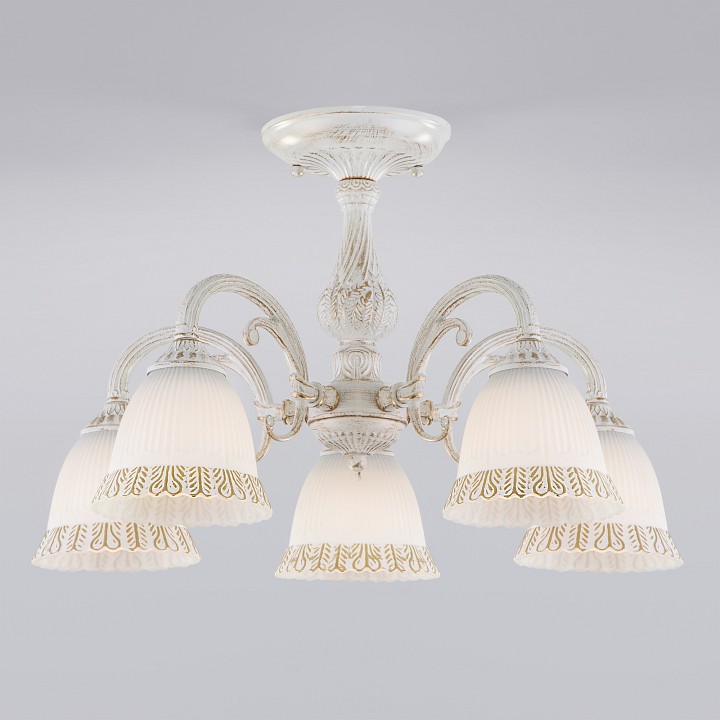 Люстра на штанге eurosvet campina 60107/5 белый с золотом