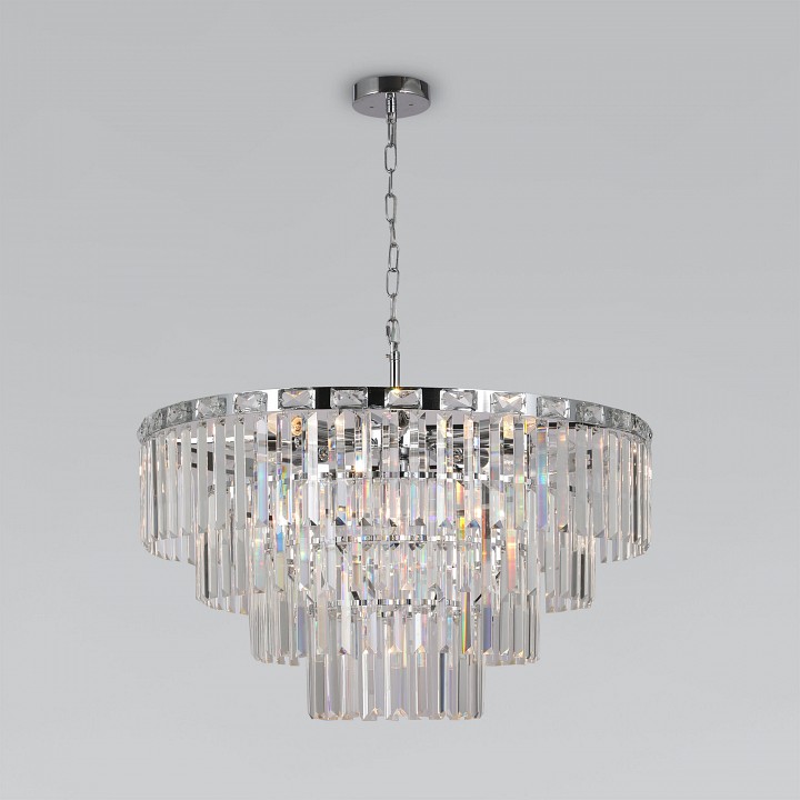 Подвесная люстра eurosvet elegante 10130/10 хром/прозрачный хрусталь strotskis