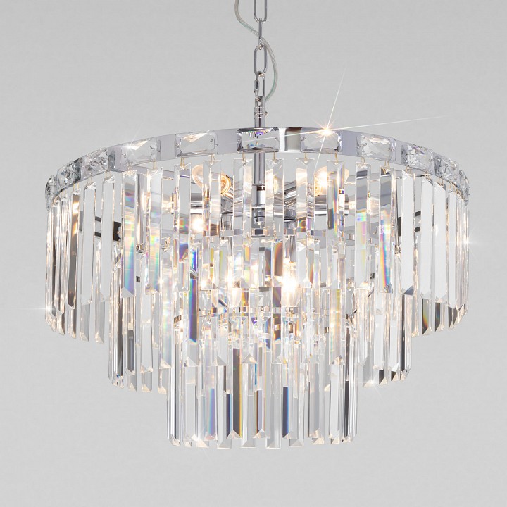 Подвесная люстра eurosvet elegante 10130/8 хром/прозрачный хрусталь strotskis