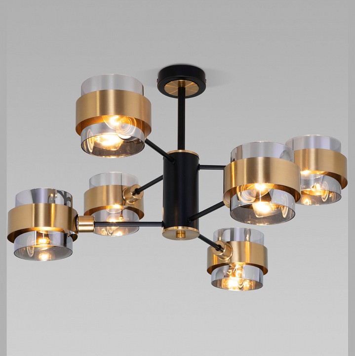 Люстра на штанге eurosvet arcada 70127/6 черный/дымчатый