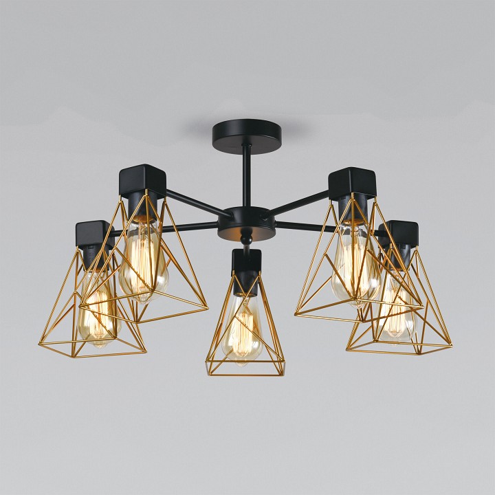 Люстра на штанге eurosvet trappola 70107/5 черный/латунь