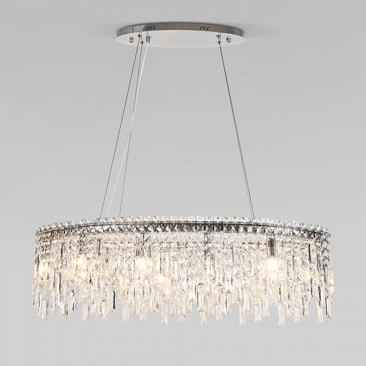 Подвесная люстра eurosvet blitz 60159/10 хром/ прозрачный хрусталь strotskis