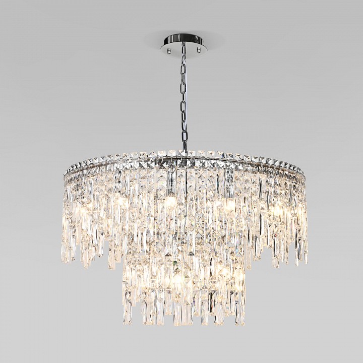 Подвесная люстра eurosvet blitz 60160 хром/ прозрачный хрусталь strotskis