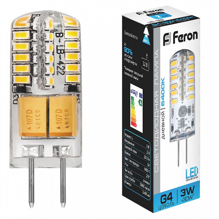 Лампа светодиодная feron lb-422 g4 3вт 6400k 25533