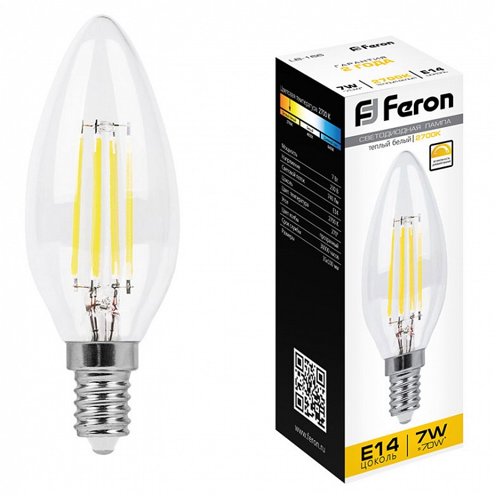 Лампа светодиодная feron lb-166 e14 7вт 2700k 25870