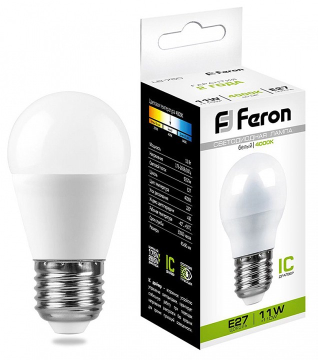 Лампа светодиодная feron  e27 11вт 4000k 25950