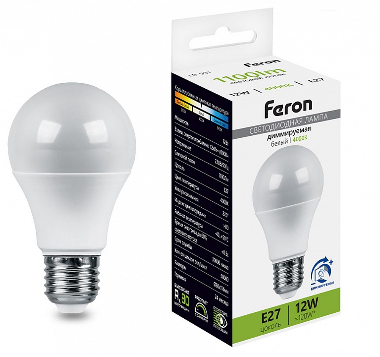 Лампа светодиодная feron lb-931 e27 12вт 4000k 51053