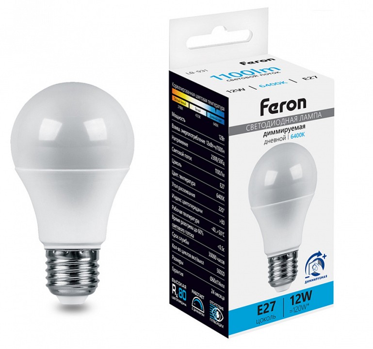 Лампа светодиодная feron lb-931 e27 12вт 6400k 51054