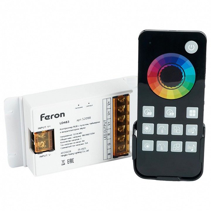 Контроллер-регулятор цвета rgb с пультом ду feron ld483 52098
