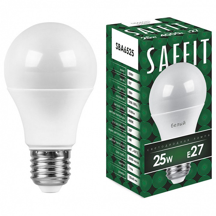 Лампа светодиодная feron sba6525 e27 25вт 4000k 55088