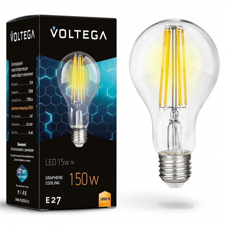 Лампа светодиодная voltega general purpose bulb e27 12вт 3000k 7226