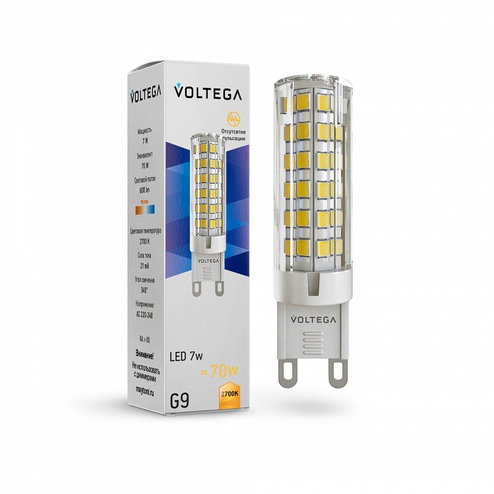 Лампа светодиодная voltega capsule g9 g9 5вт 2700k 7263