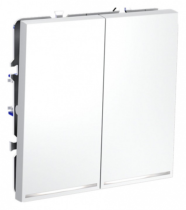 Выключатель двухклавишный с подсветкой без рамки voltum s70 vls020202