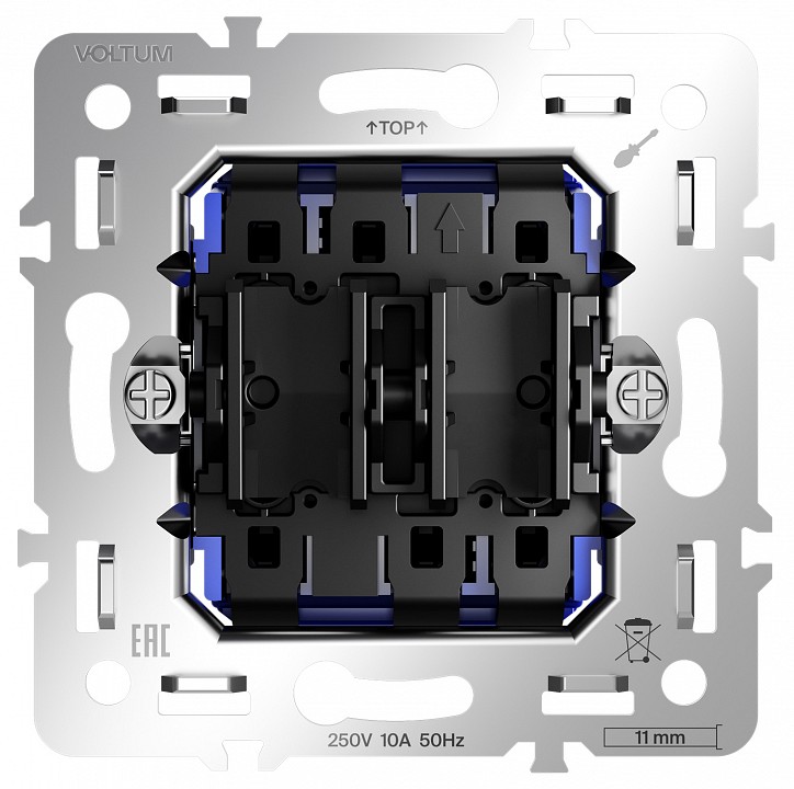 Механизм выключателя проходного двухклавишного voltum s70 vls0203m