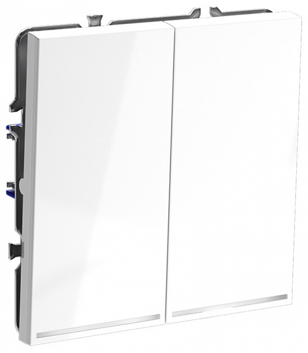 Выключатель проходной двухклавишный с подсветкой без рамки voltum s70 vls020401