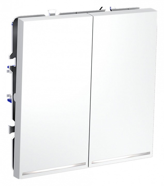 Выключатель проходной двухклавишный с подсветкой без рамки voltum s70 vls020402