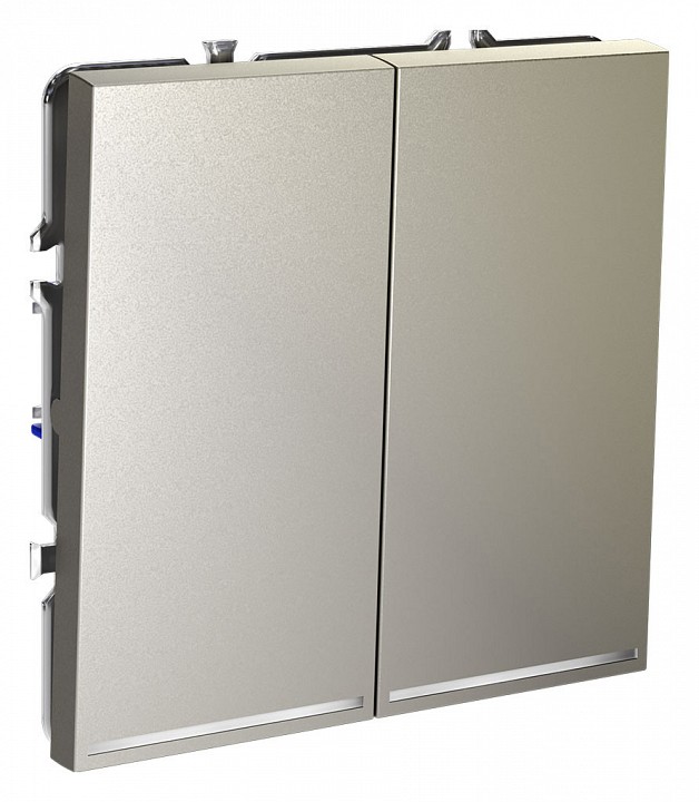 Выключатель проходной двухклавишный с подсветкой без рамки voltum s70 vls020404