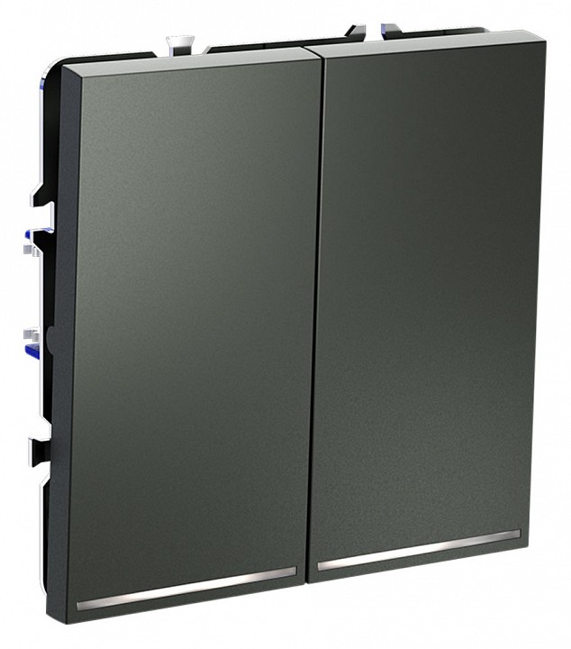 Выключатель проходной двухклавишный с подсветкой без рамки voltum s70 vls020406