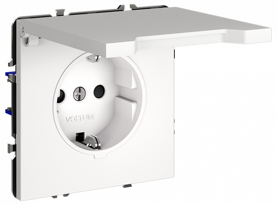 Розетка с заземлением и со шторкой, Без рамки с крышкой voltum s70 vls040302