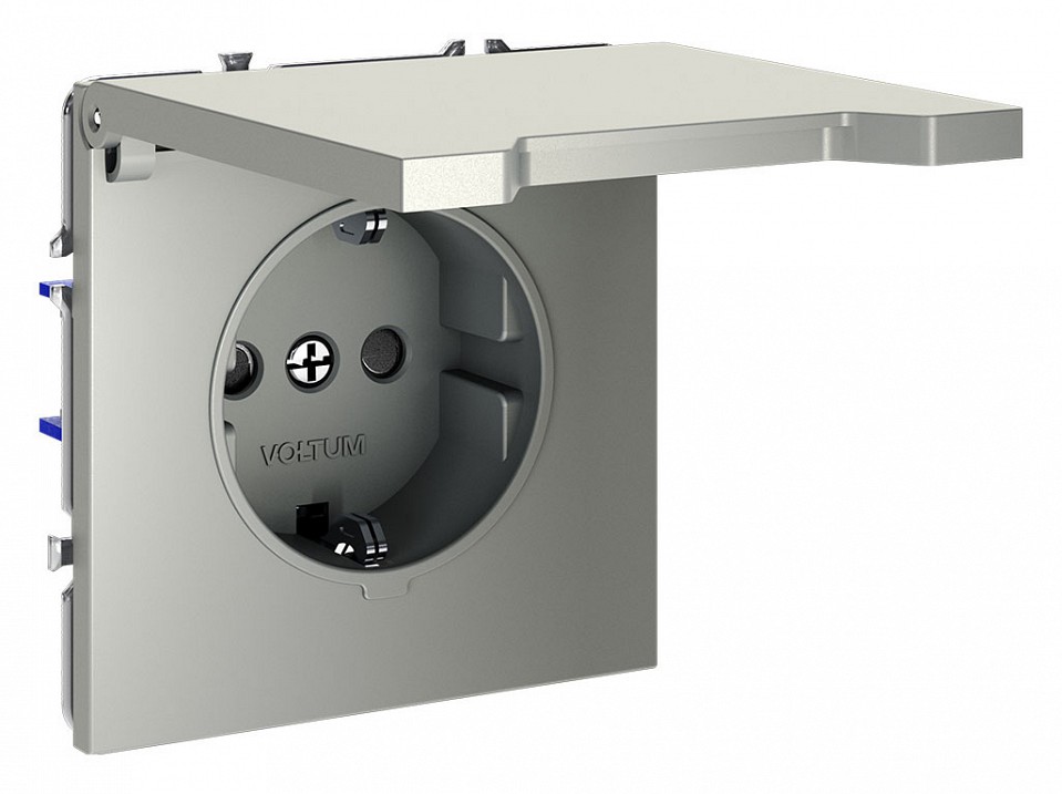 Розетка с заземлением и со шторкой, Без рамки с крышкой voltum s70 vls040304