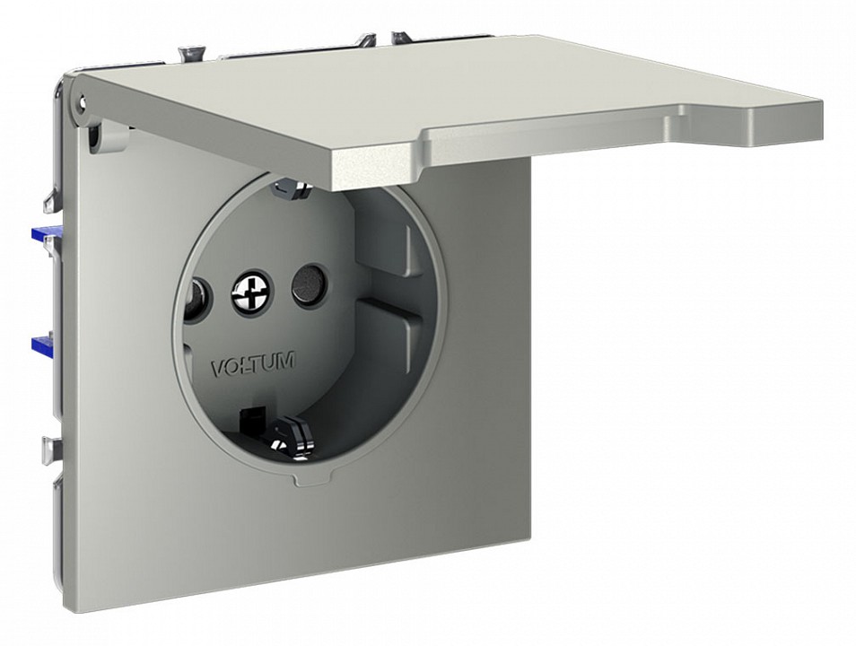 Розетка с заземлением и со шторкой, Без рамки с крышкой voltum s70 vls040305