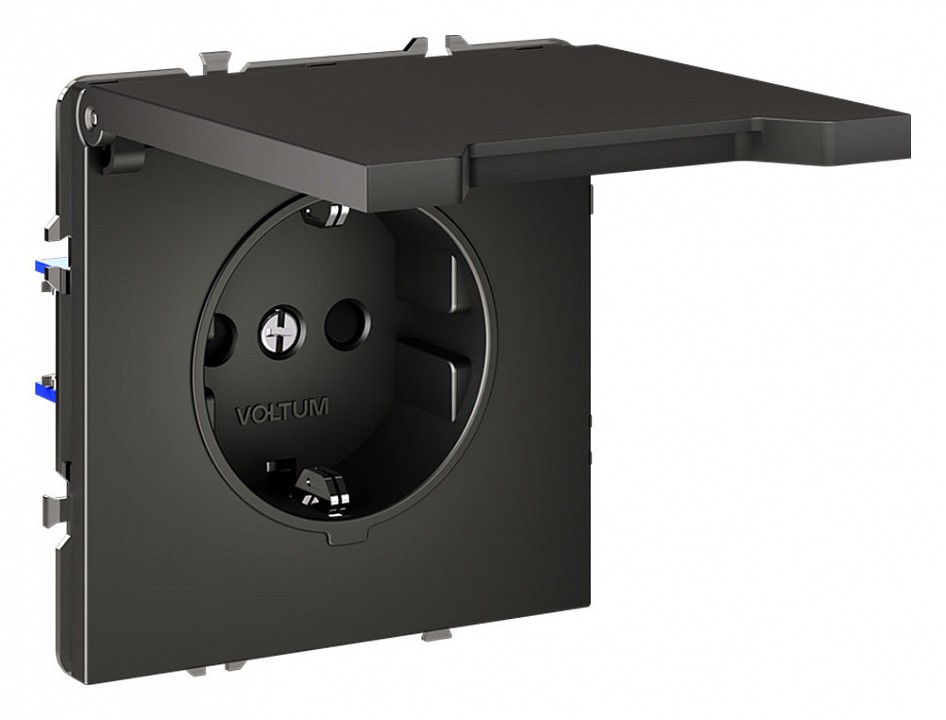 Розетка с заземлением и со шторкой, Без рамки с крышкой voltum s70 vls040306