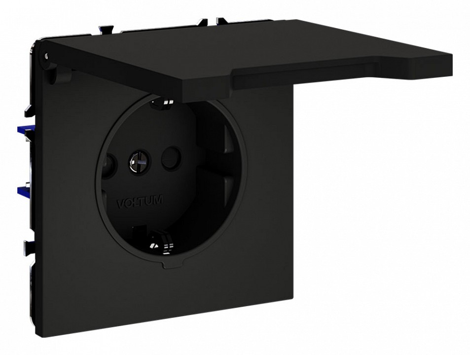 Розетка с заземлением и со шторкой, Без рамки с крышкой voltum s70 vls040308