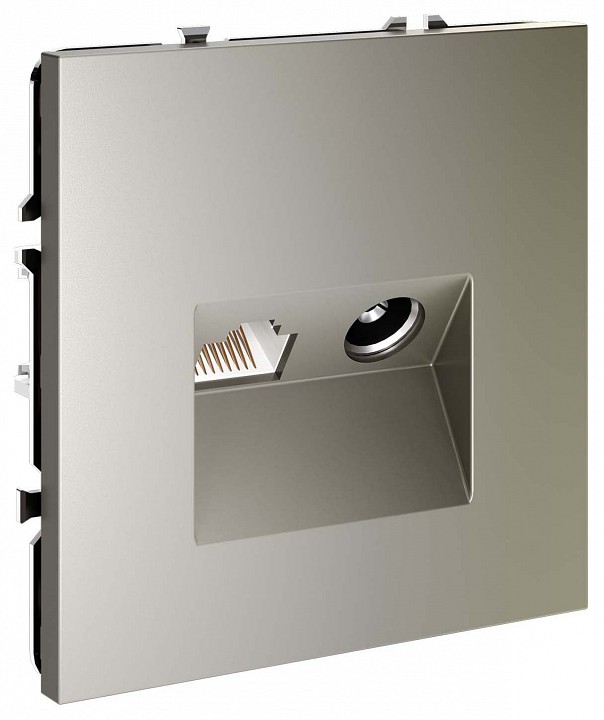 Тв-розетка и розетка ethernet rj-45 без рамки voltum s70 vls060704