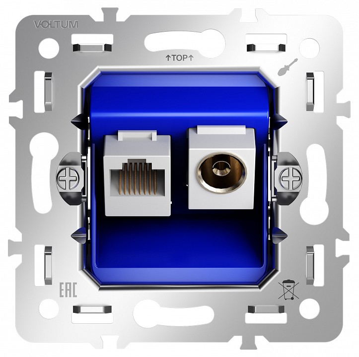 Механизм тв-розетки оконечные и розетки ethernet rj-45 voltum s70 vls0607m