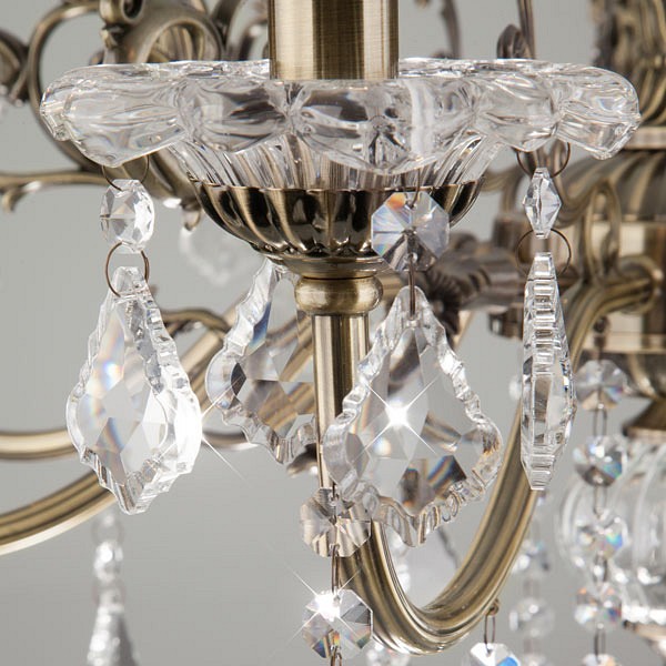 Подвесная люстра eurosvet elisha 3281/8 античная бронза/прозрачный хрусталь strotskis