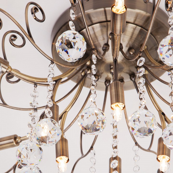 Потолочная люстра eurosvet vita 10042/12 античная бронза/прозрачный хрусталь