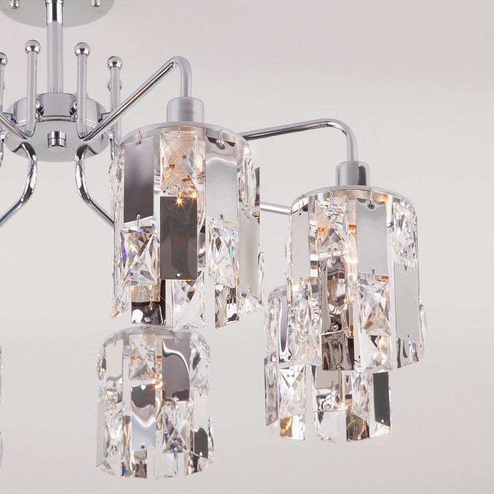 Люстра на штанге eurosvet scoppio 10101/8 хром/прозрачный хрусталь strotskis