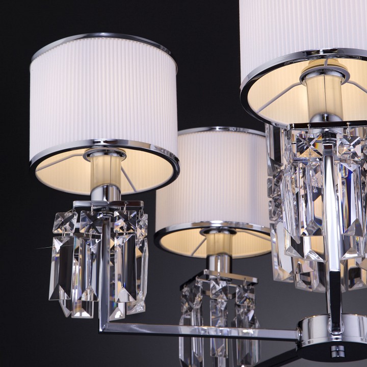 Подвесная люстра eurosvet zaffiro 10099/5 хром/прозрачный хрусталь strotskis (новый абажур)