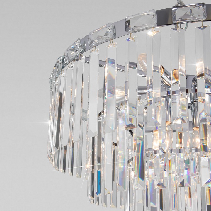 Подвесная люстра eurosvet elegante 10130/8 хром/прозрачный хрусталь strotskis