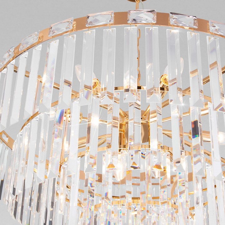 Подвесная люстра eurosvet elegante 10130/10 золото/прозрачный хрусталь strotskis