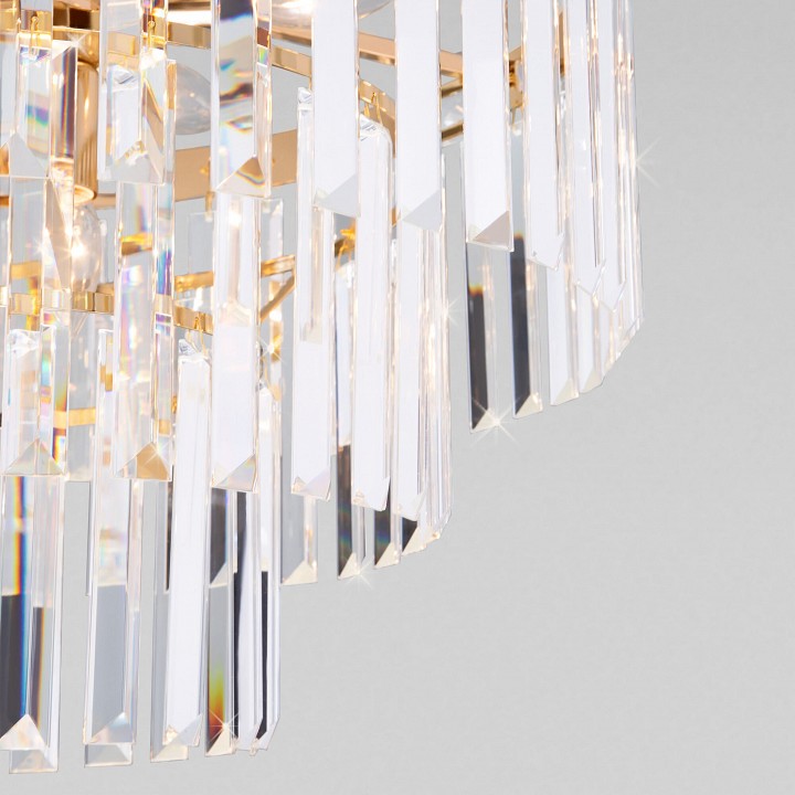 Подвесная люстра eurosvet elegante 10130/8 золото/прозрачный хрусталь strotskis