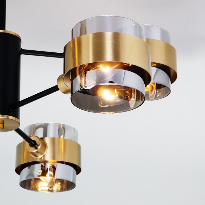 Люстра на штанге eurosvet arcada 70127/6 черный/дымчатый