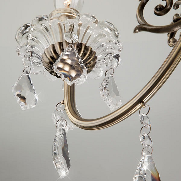 Подвесная люстра eurosvet elisha 3281/8 античная бронза/прозрачный хрусталь strotskis