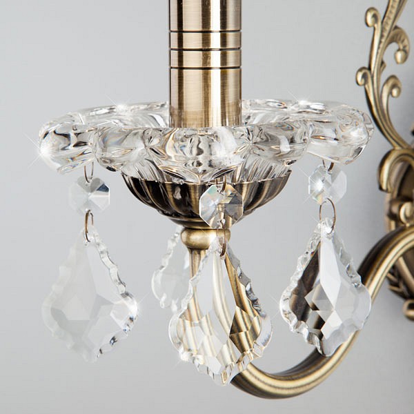 Бра eurosvet elisha 3281/1 античная бронза/прозрачный хрусталь strotskis